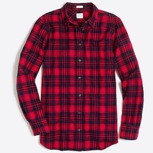 J. Crew Boy Fit Red and Navy Flannel Button Front Size XS